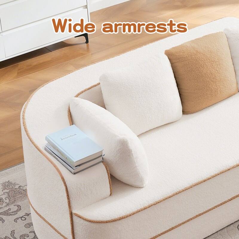 Rossetta 77.2" Modular Symmetrical Sectional Teddy Fabric Boneless Sofa, with Double Chaises