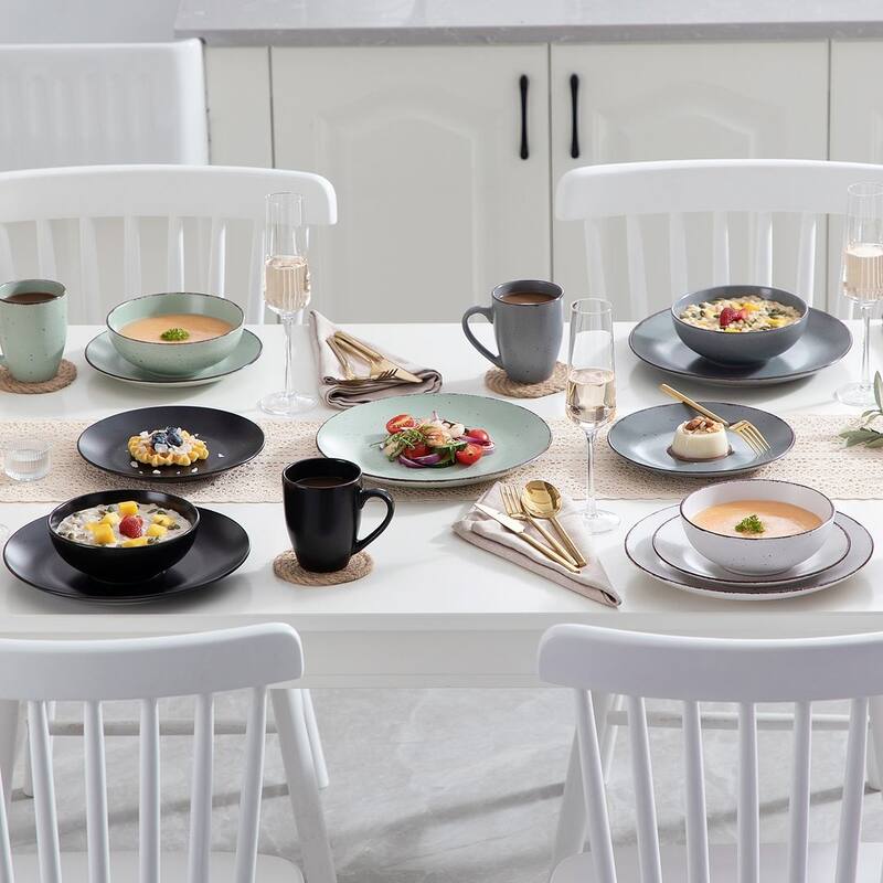 vancasso Moda 16-Piece Matte Speckled Dinnerware Set, Service for 4
