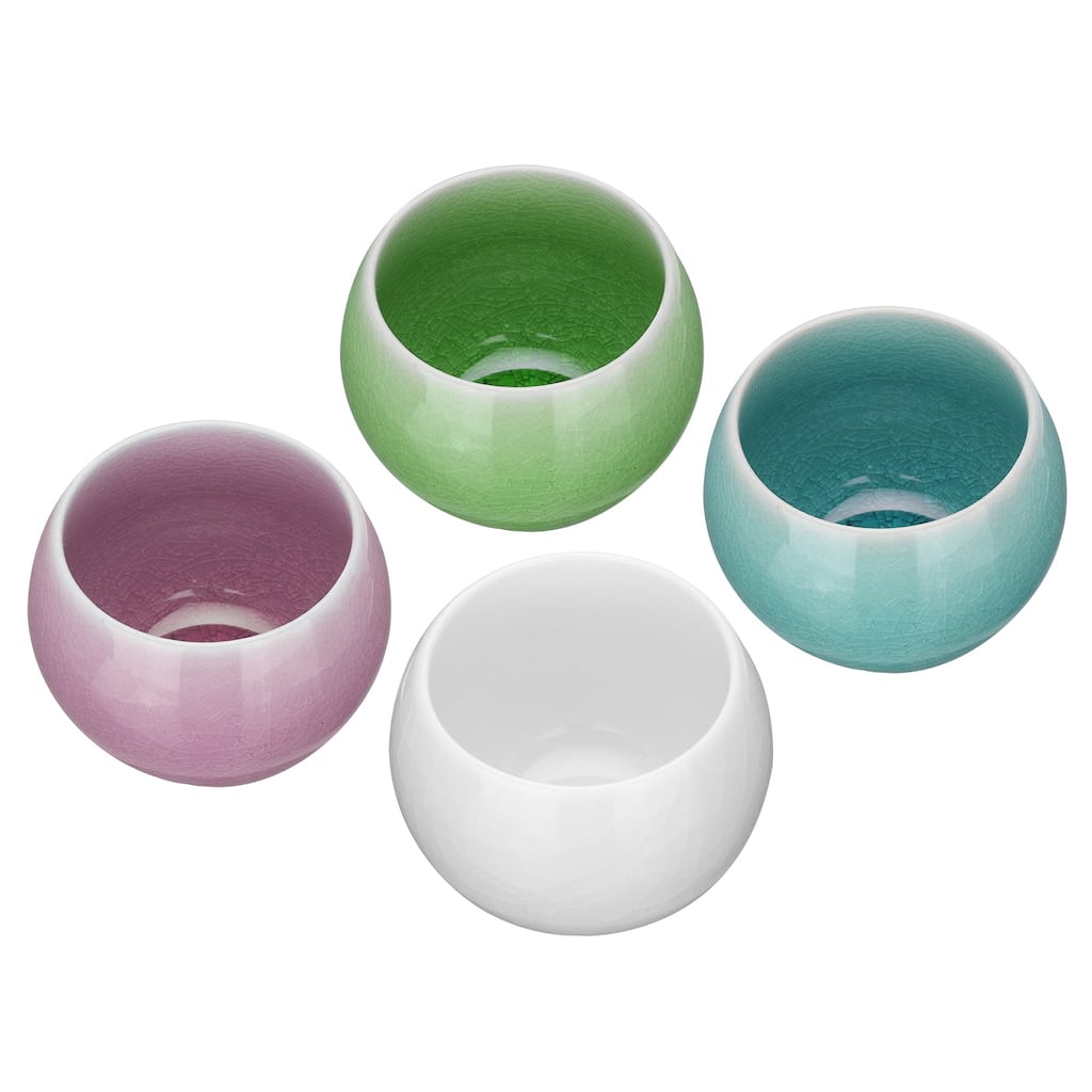 4pcs Handmade Tea Bowls 150ml / 5oz Ice Crack Decoration Gong Fu Tea Cup - Multicolor