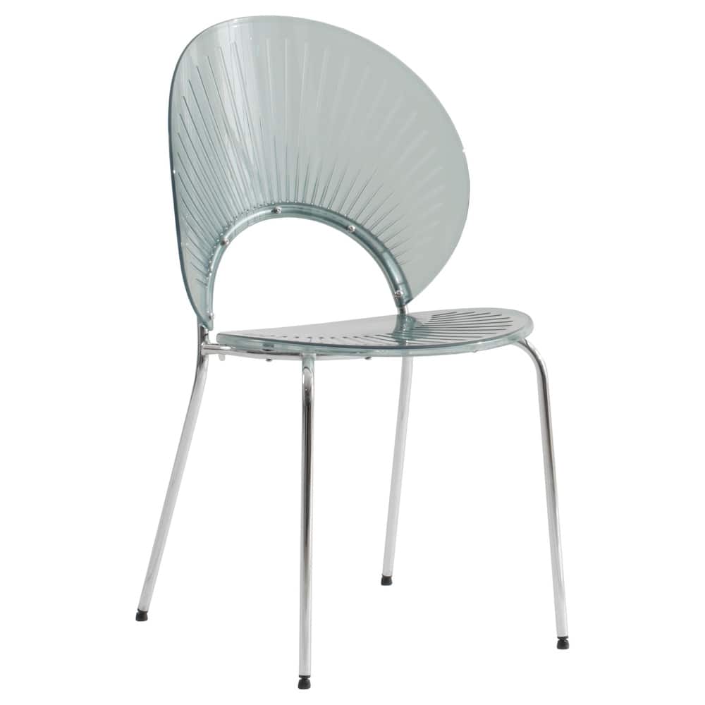 LeisureMod Opulent Plastic Dining Side Chair in Chrome Base