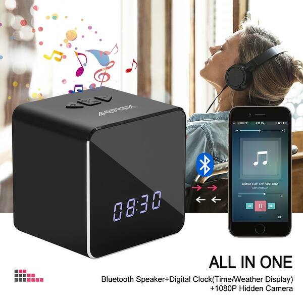 Spy Hidden Camera Security Clock Night Vision 4k 1080p Wifi Hd Cam Bluetooth Speaker Wireless Video Recorder Overstock 25627926