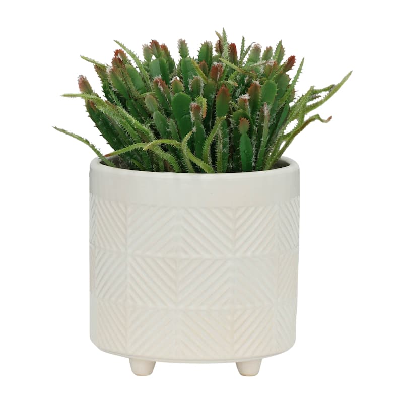 Ceramic Textured Footed Planters Set of 2 - 6" - 8"