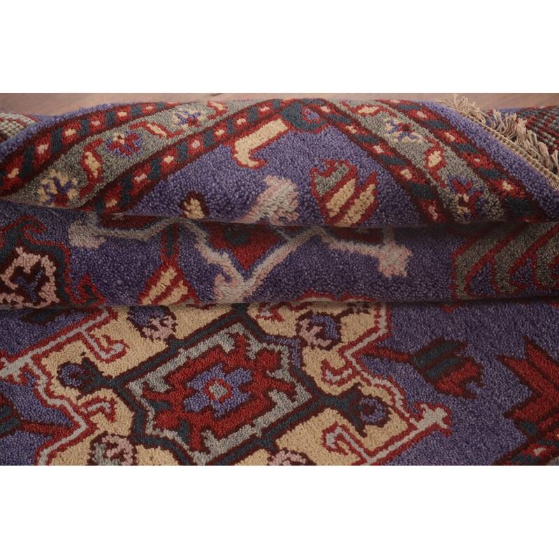 Geometric Oushak Oriental Foyer Rug Hand-Knotted Wool Carpet - 4'0" x 5'11"