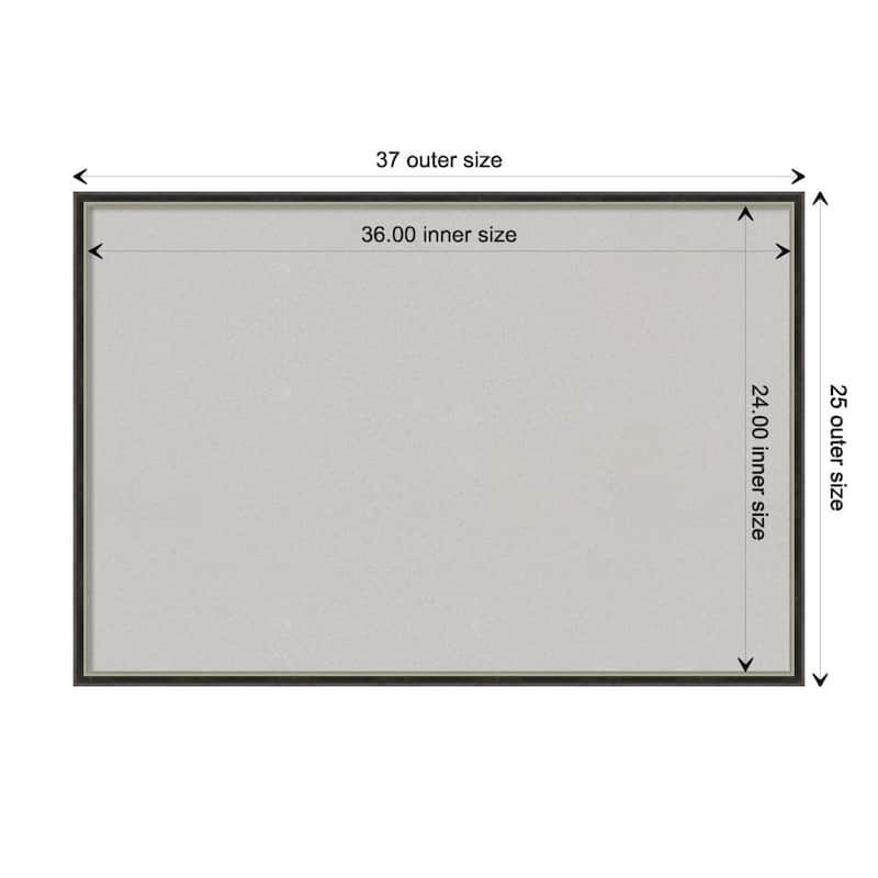 Theo Narrow Wood Framed Grey Corkboard Bulletin Board - Theo Black Silver Narrow - Board Size 36x24