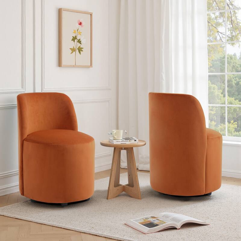 Lumibee 21" W Upholstered Side Dining Chair Set of 2 - Orange-Velvet