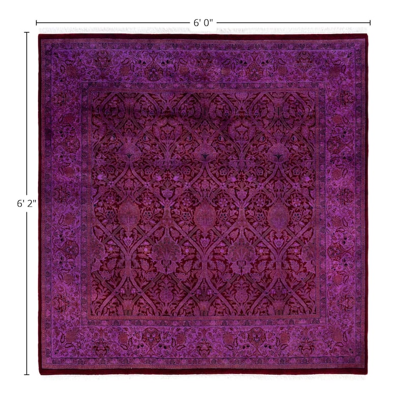 Overdyed One-of-a-Kind Hand-Knotted Area Rug - Purple - 6' 0" x 6' 2"