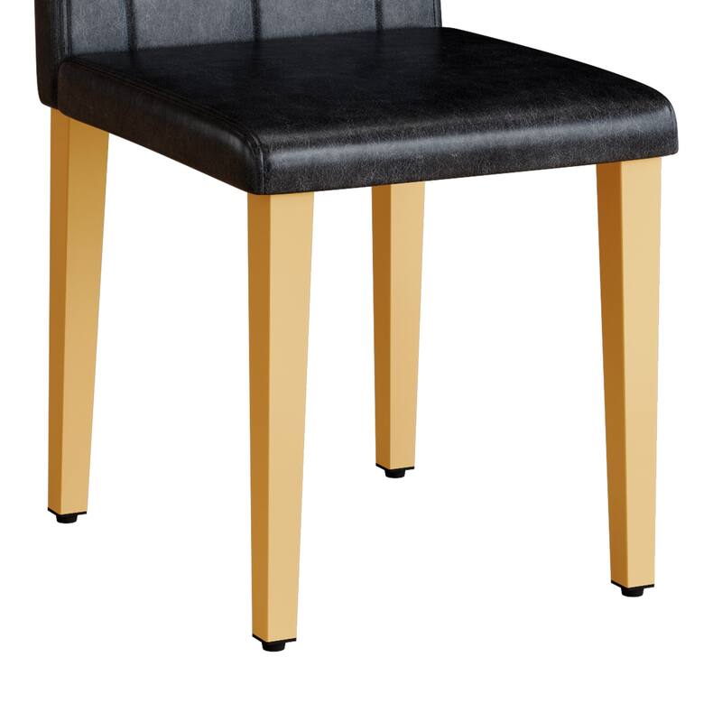 Dining Chairs Set of 4, Comfortable Dining Room Chair, Metal Kitchen Chairs with Faux Leathaire Seats and High Back