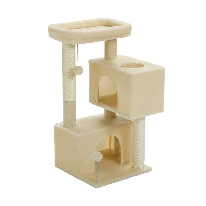 31.5" Cat Tree Cat Tower with Dual Large Condos - Beige