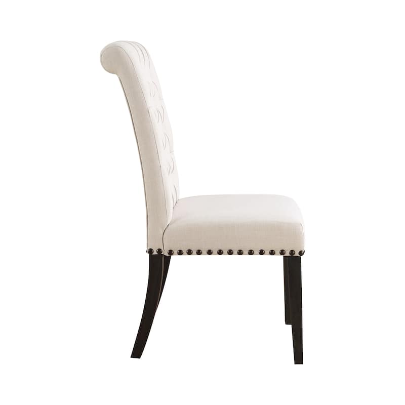 Chelsea Beige and Smokey Black Tufted Back Dining Chairs (Set of 6)