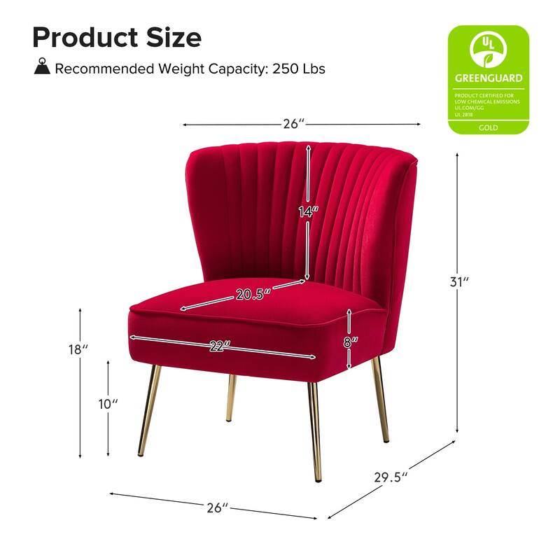 Monica 22''W Upholstered Modern Tufted Accent Side Chair with Gold Legs by HULALA HOME