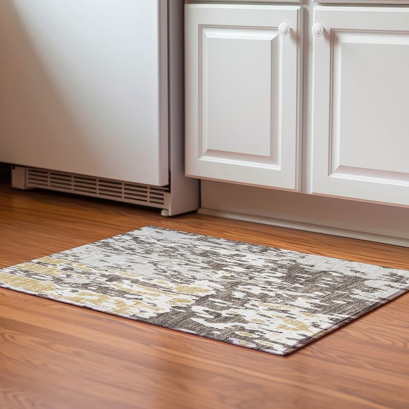 Premium Washable Super Soft Contemporary Glam Mayfield Rug - Brown - 1'8" x 2'6"