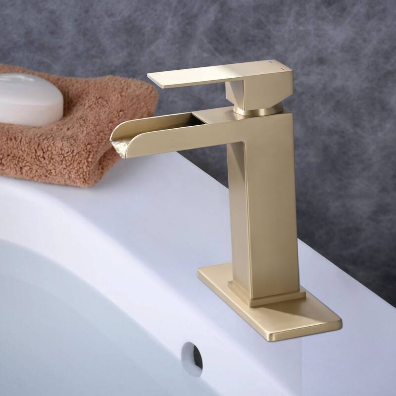 Waterfall Bathroom Single Handle Faucet - Brushed Gold