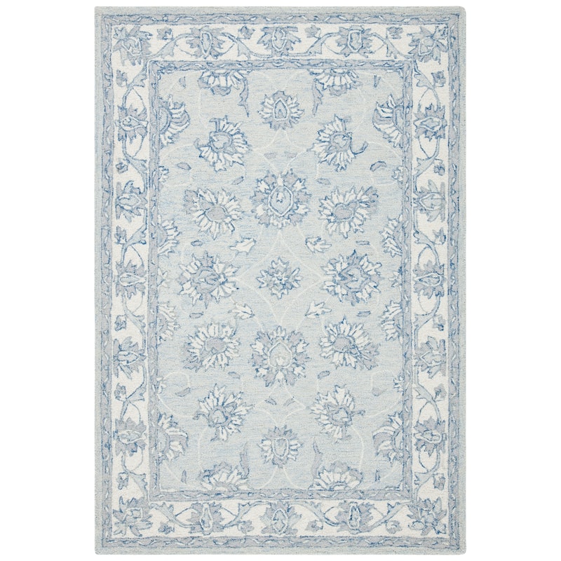 SAFAVIEH, Handmade Micro-Loop Reka Modern Wool Rug - 3' x 5' - Light Blue/Ivory