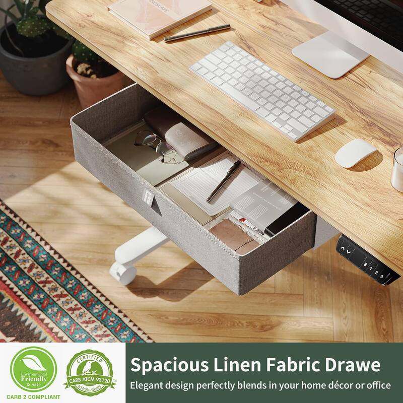 FEZIBO Standing Desk with Drawer, Adjustable Height Electric Stand up Desk, Sit Stand Home Office Desk, Ergonomic Workstation