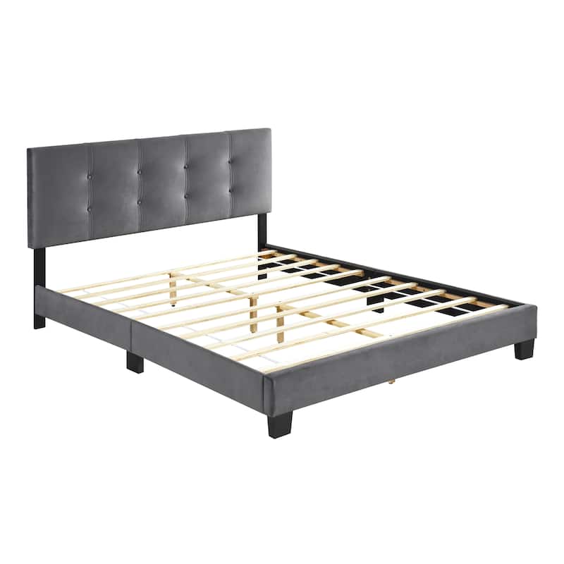Fort Velvet Upholstered Platform Bed, Queen