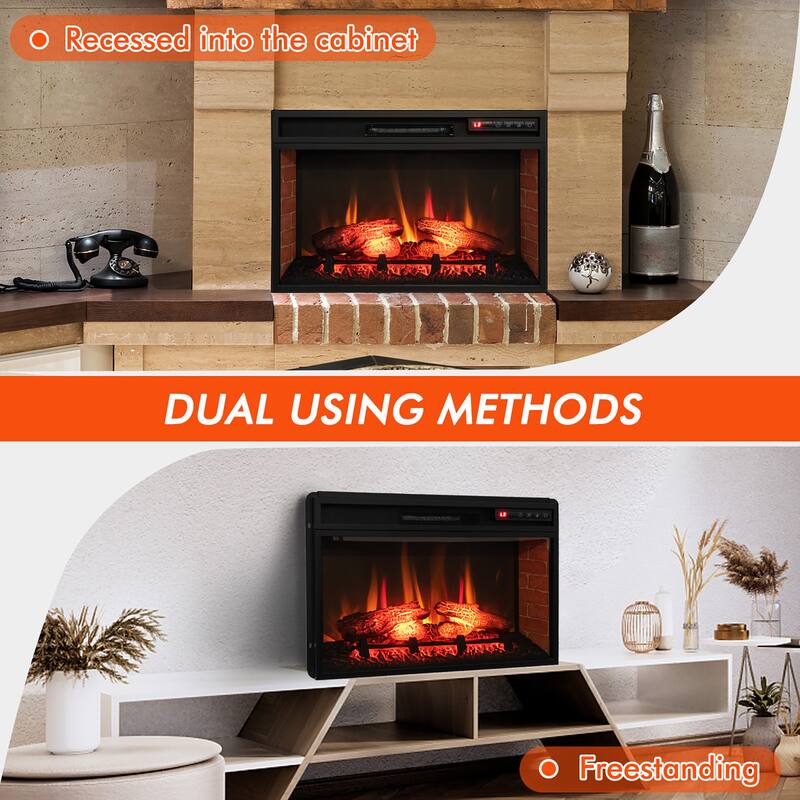 Gymax 1400W 26 Inch Electric Fireplace Insert 4777 BTU Recessed