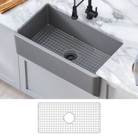 KRAUS Turino 33-in Farmhouse Apron Front Fireclay 1-Bowl Kitchen Sink