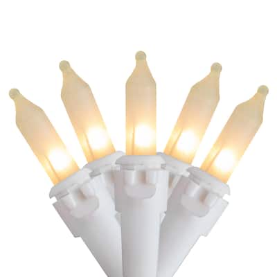 Frosted Mini Christmas Light Set - Clear - 24.5' White Wire - 50ct