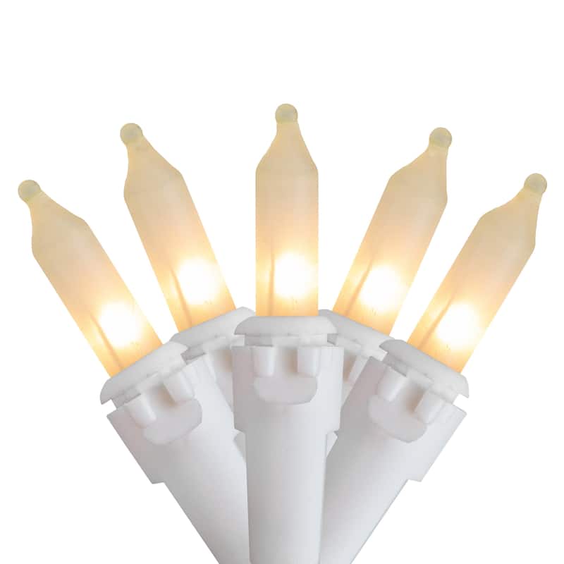 Mini Incandescent Christmas Lights - Frosted Clear - 49.5' White Wire - 100ct