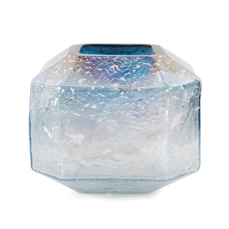 Allan Andrews Arctic Blue Contemporary Geometric Glass Vase