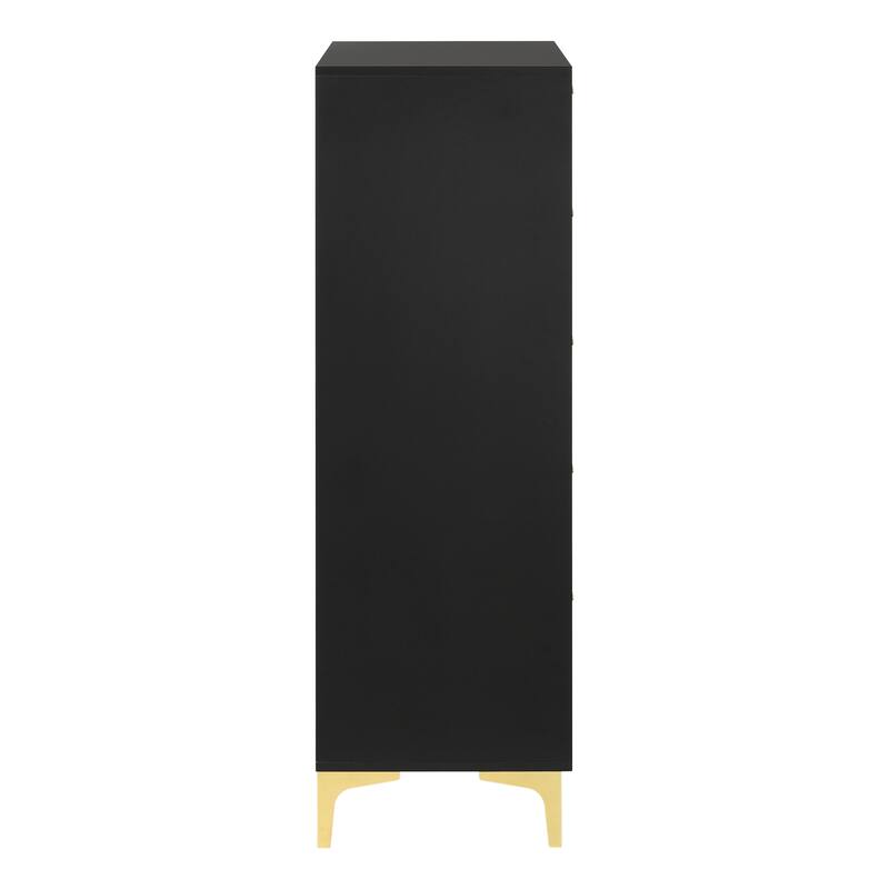 Lexie Black and Gold 5-Drawer Rectangular Chest