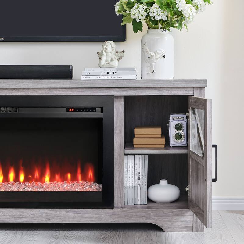 75" Fireplace TV Stand for TVs up to 80",with 44" Electric Fireplace