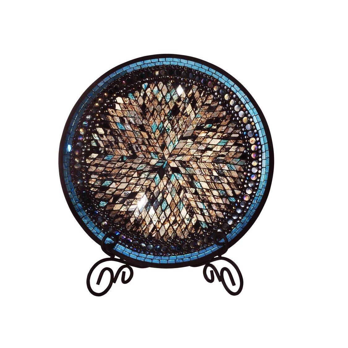 Shop 16 Brown And Blue Moon Glossy Finished Decorative Charger