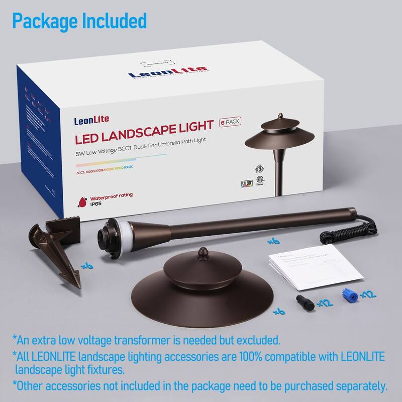 12 Pack 5CCT LED Landscape Pathway Lights, Double Layer