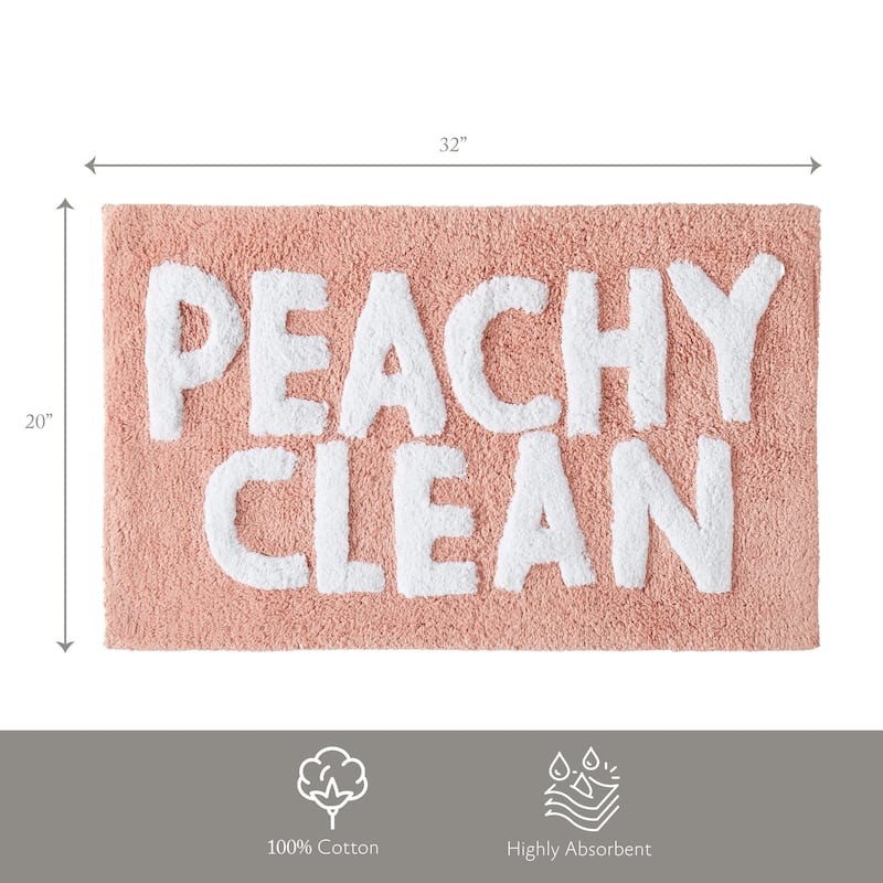 Jessica Simpson Cotton Bath Rug 20"x32", "Peachy Clean" Pink