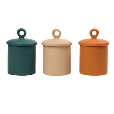 Transpac Ceramic Round Edge Containers Set of 3 Spring Home Decorations