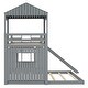 preview thumbnail 11 of 44, Wooden Twin Over Full Bunk Bed,Loft Bed Kids Bed with Playhouse,Farmhouse,Ladder,Slide and Guardrails