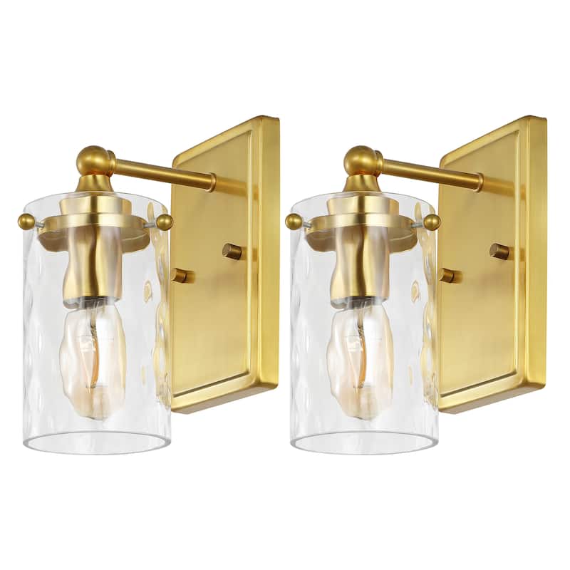 SAFAVIEH Lighting Jobie 7-inch Glass Shade Wall Sconce with Bulbs (Set of 2) - 7 in. W x 4.5 in. D x 9.5 in. H
