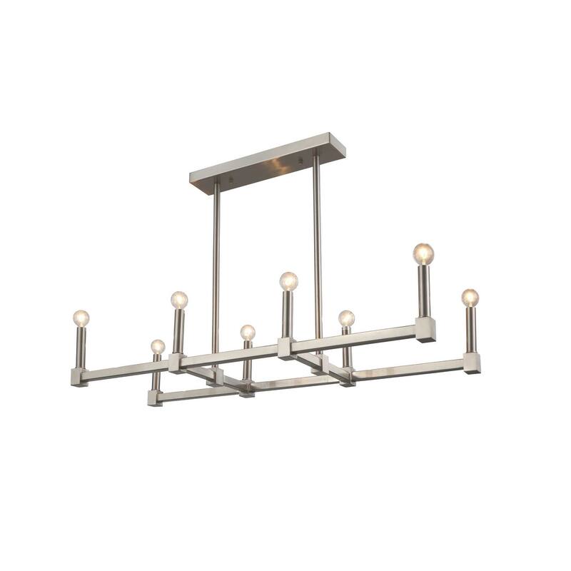 8-Light Chrome Metal Straight Piped Chandelier