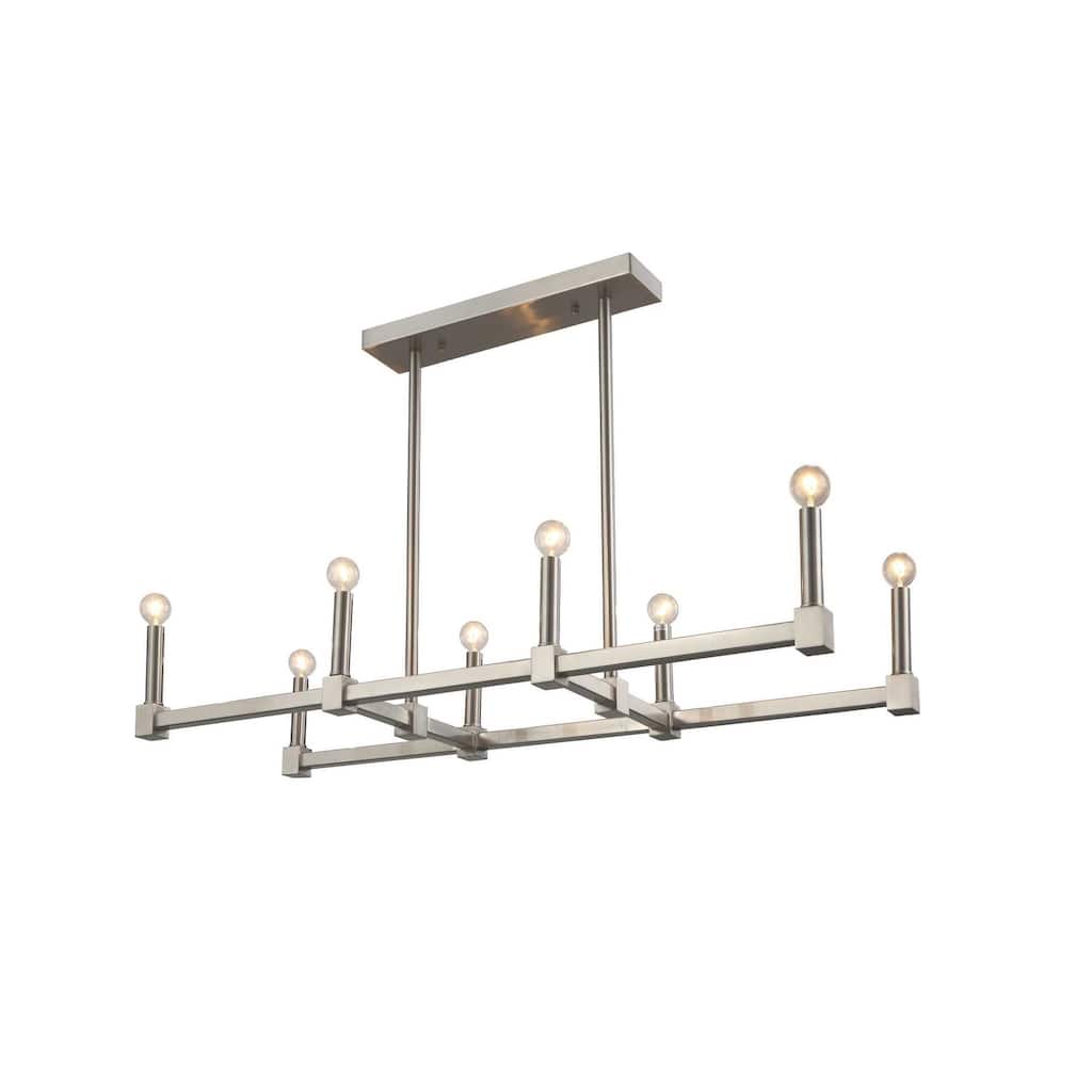 8-Light Chrome Metal Straight Piped Chandelier