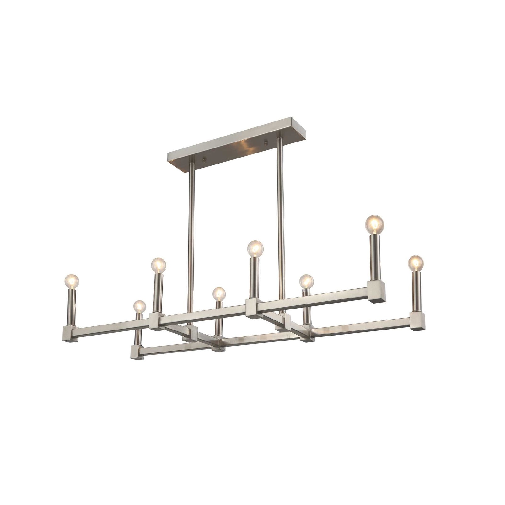 Modern 8-Light Chrome Metal Straight Piped Chandelier