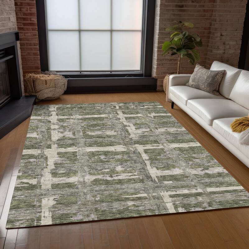 Machine Washable Indoor/ Outdoor Chantille Abstract Contemporary Rug