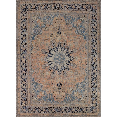Light Orange Mashad Persian Area Rug Handmade Wool Carpet - 9'9"x 12'3"