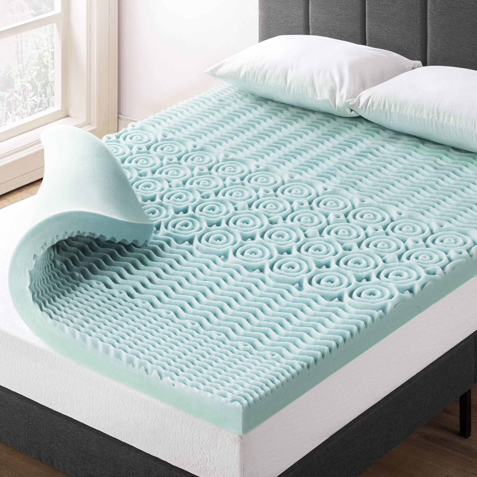 5 Zone Cooling Gel Memory Foam Mattress Topper Collection - Bed Bath &  Beyond - 31871721