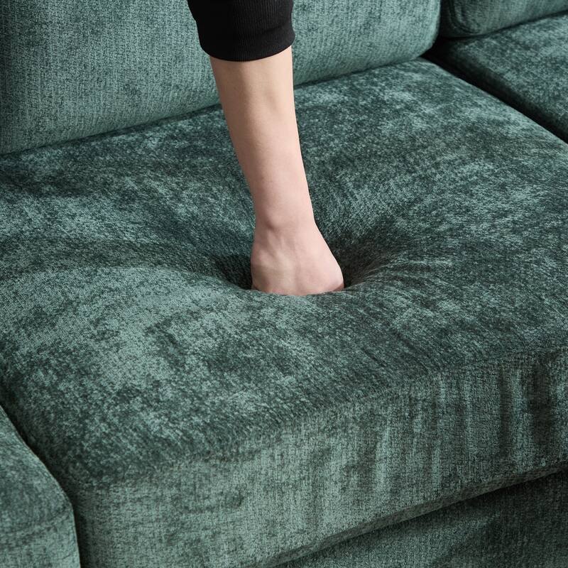 97" L-Shaped Chenille Sectional Sofa with Movable Storage Ottoman