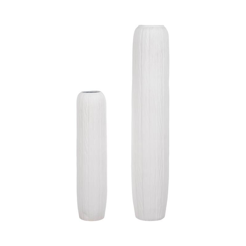 Ceramic Modern Rough Cylinder Floor Vase - White, 48"