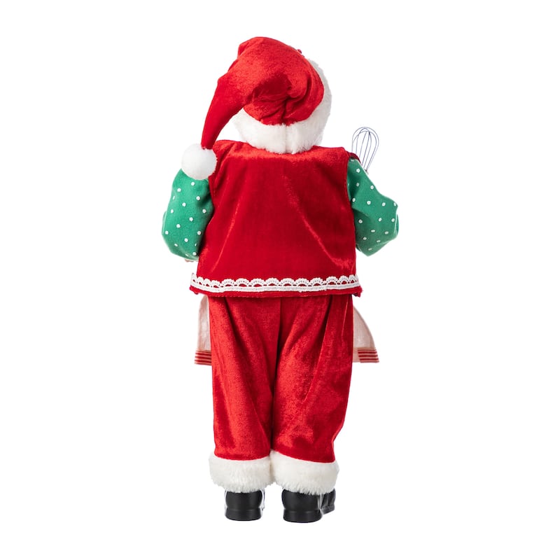 Glitzhome 18"H Faux Fur Christmas Santa Figurines with Porcelain Face