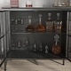 preview thumbnail 19 of 18, Buffet LED Light Industrial Glass Sideboard with Metal Frame and Tempered Glass Doors