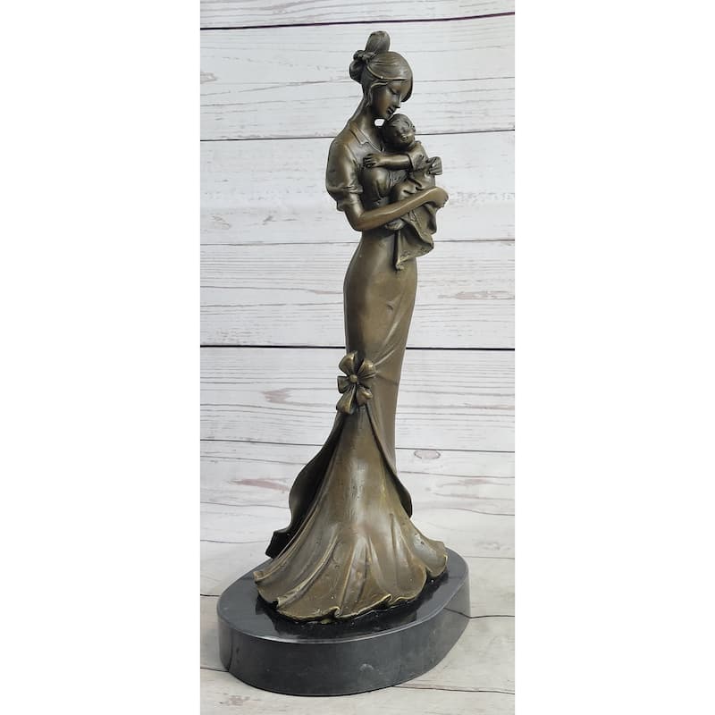 Mother Holding Baby Child Bronze Statue Sculpture Figure Original Vitaleh 14 Inches X 7 Inches
