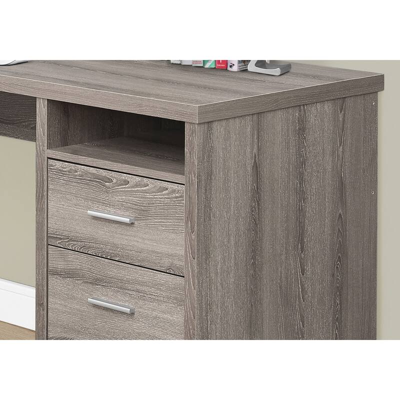 47" Taupe L-Shape Computer Desk With Two Drawers