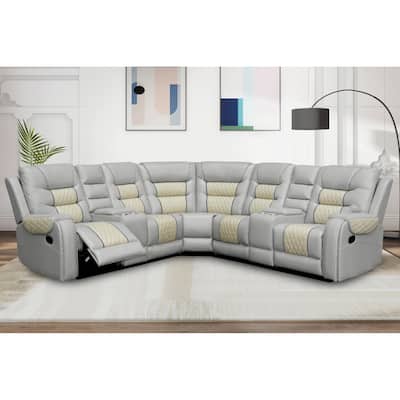 Kamiri 5 - Piece Faux Leather Reclining Two-Tone Sectional