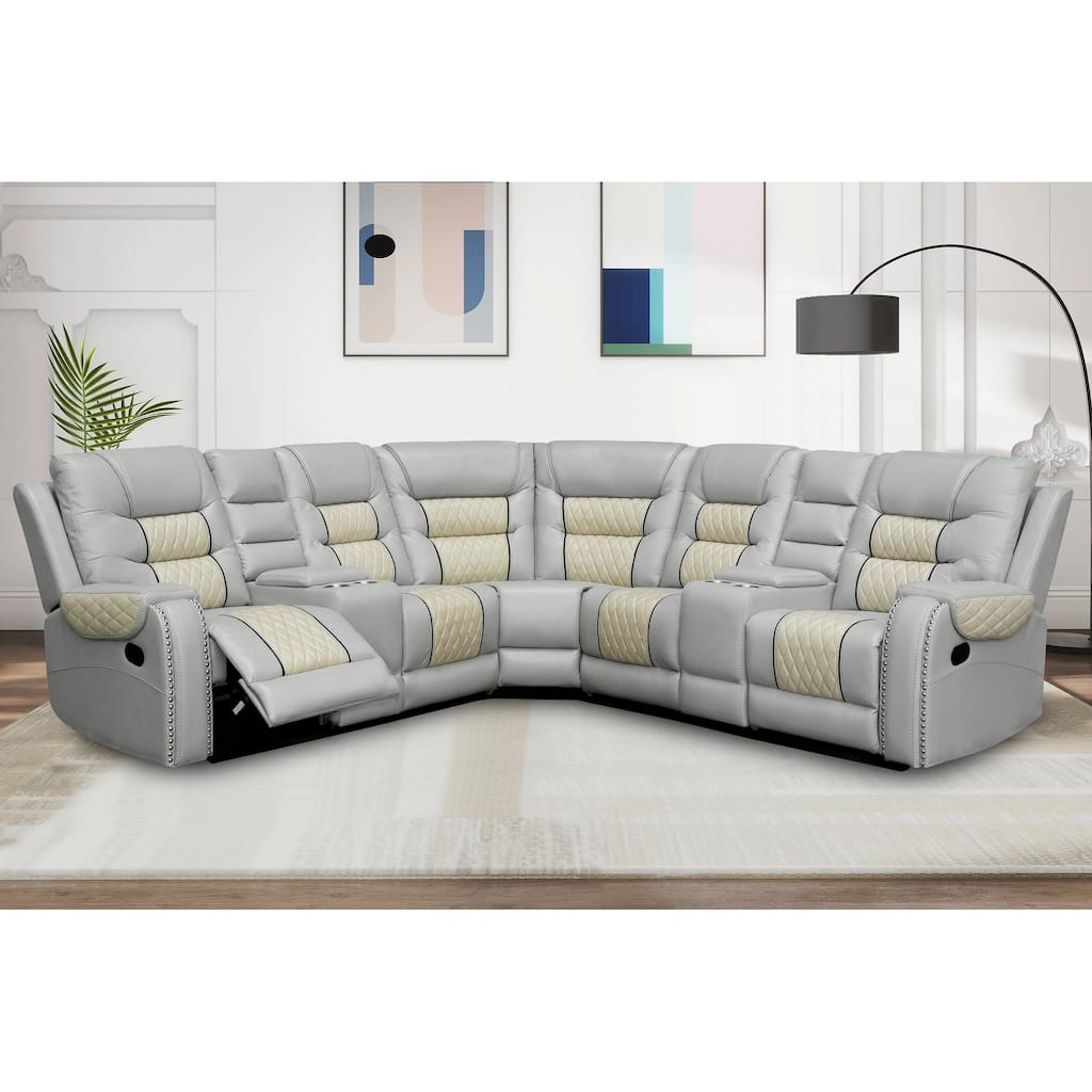 Kamiri 5 - Piece Faux Leather Reclining Two-Tone Sectional