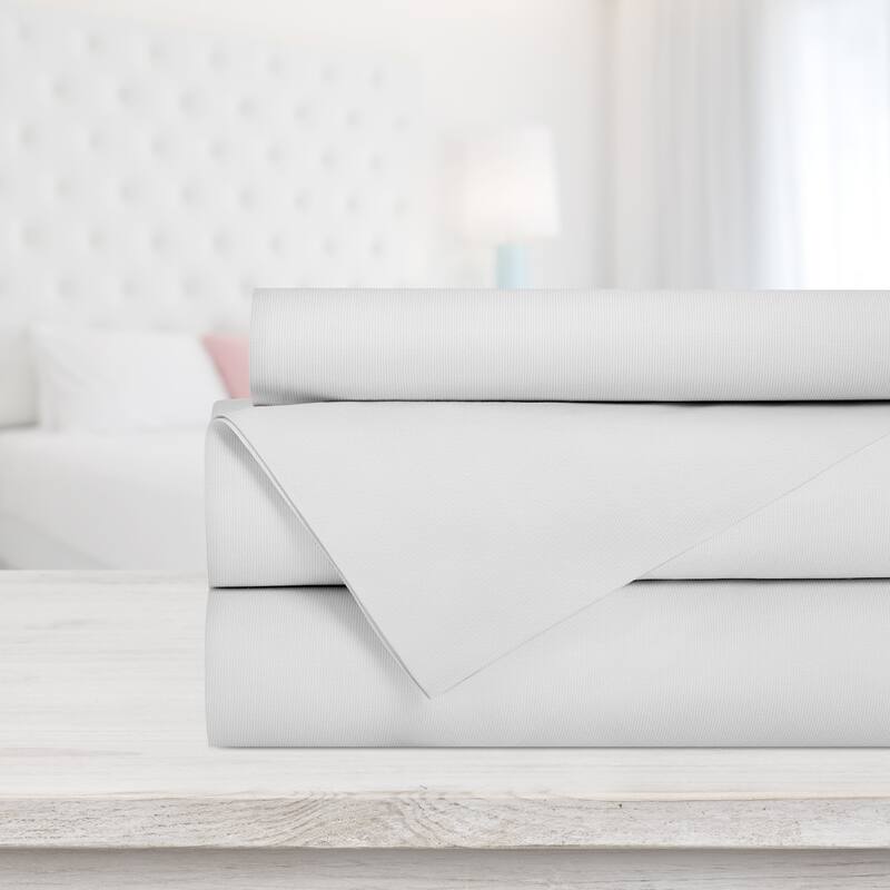 Solid 4 Piece King White Sheet Set