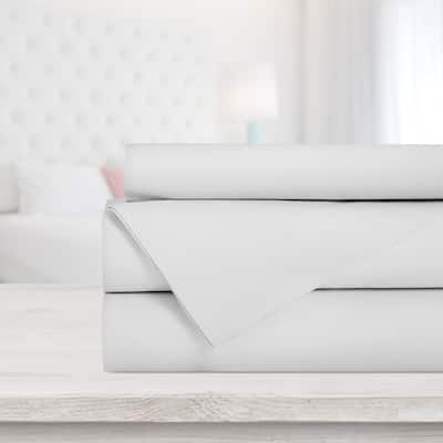 Solid 4 Piece King White Sheet Set