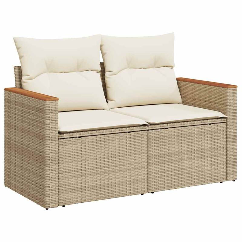vidaXL Patio Sofa Set with Cushions Outdoor Furniture 11 Piece Poly Rattan - 24.4 x 24.4 x 27.2 in