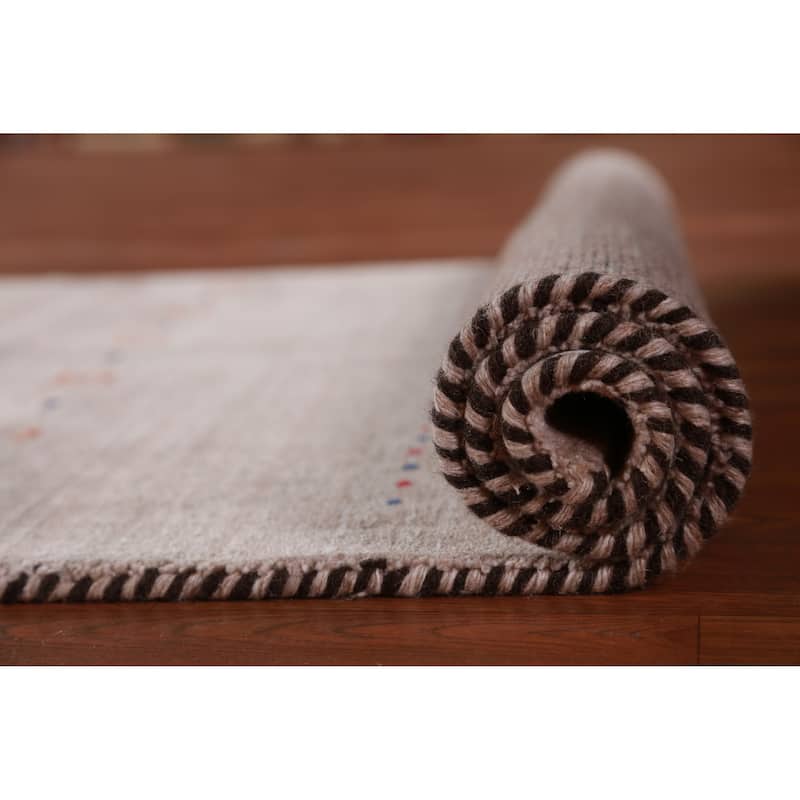 Hand Knotted Oriental 100% Wool Carpet Tribal Animal Pictorial Brown Gabbeh Area Rug - 4' 11'' X 2' 11''